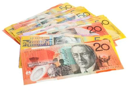 Australian currency pile Stock Photos
