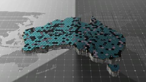 Australian Cybersecurity Infrastructure Concept Hex Grid Visualization Stock Footage 310369575