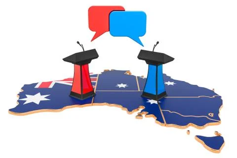 Australian Debate concept, 3D rendering Ilustración de archivo