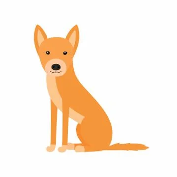Australian dog Dingo sitting. Vector illustration isolated on white background. Stock Illustration