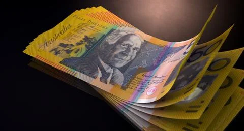 Australian dollar bank notes spread Stock Illustration