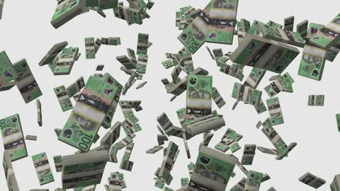 Australian Dollar Money Falling With Alpha Channel Stock Footage 345653873