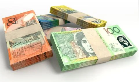 Australian dollar notes bundles stack Stock-Illustration