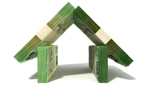 Australian dollar notes house front Stock Illustration