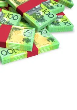 Australian dollar notes scattered pile Stock Illustration