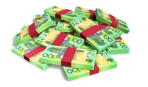 Australian dollar notes scattered pile Illustrazione stock