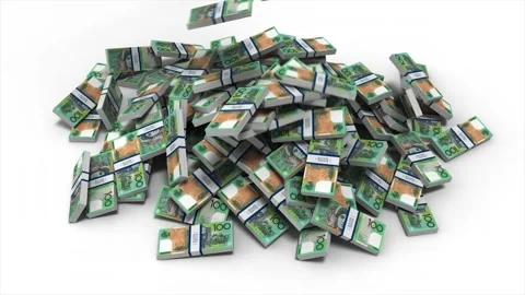 Australian Dollars Drop on a pile Video stock 241644452