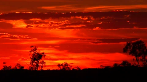 Australian fire sunset Stock Footage