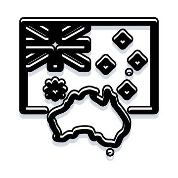 Australian flag and map outline icon design Stock Illustration