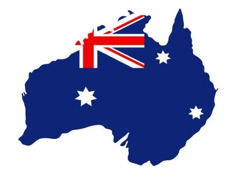 Australian flag on the background of the map イラスト素材