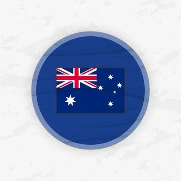 Australian Flag in a Circular Emblem Design, Abstract Round Sticker Illustr.. Stock Illustration