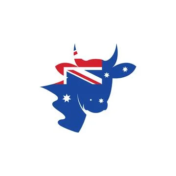 Australian flag cow concept  vector icon illustration design Stock Illustration