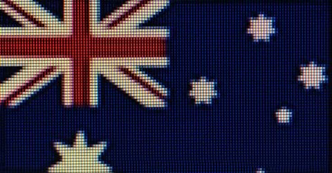 Australian flag displaying on digital screen with pixels Stock Illustration