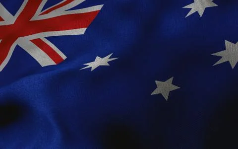 Australian flag with fabric texture. 3D remder. Stock Illustration