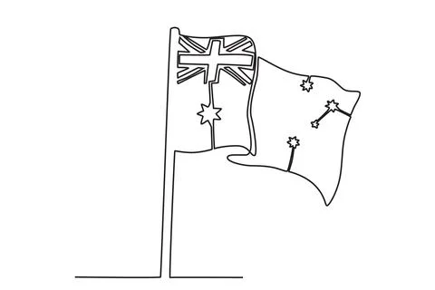 An Australian flag flying Stock Illustration