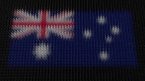 Australian Flag Light Shining on Scrolling Bullets Stock Footage 282836368