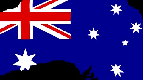 Australian flag with map of Australia and stars Vídeos de archivo 343573643