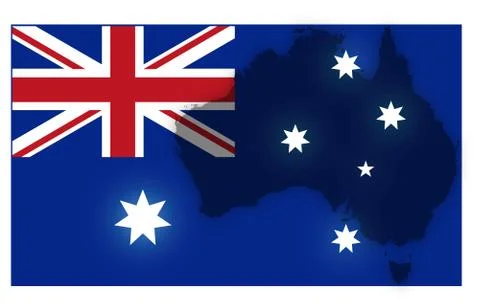 Australian Flag With Map Stock Illustration