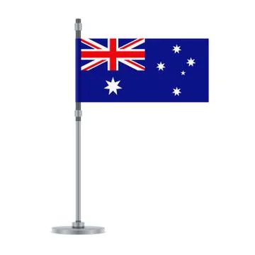 Australian flag on the metallic pole, vector illustration Stock Illustration
