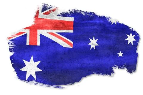 Australian flag painted brush stroke white background Stock Illustration