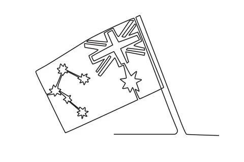 An Australian flag on a pole Stock Illustration