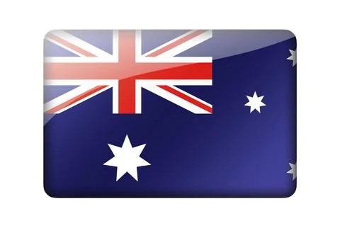 The Australian flag. Rectangular glossy icon. Isolated on white background Stock Illustration