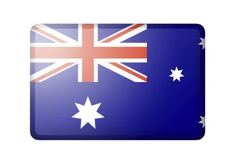 The Australian flag. Rectangular matte icon. Isolated on white background Stock Illustration
