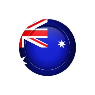 Australian flag on the round button, vector illustration Stock Illustration