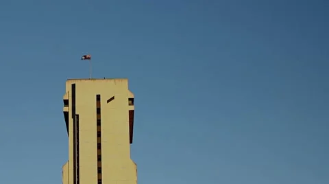 Australian flag on top of building Stock Footage 8683319