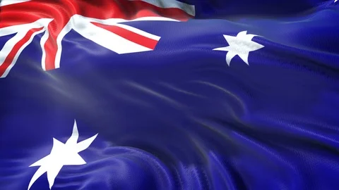 Australian Flag is Waving Against Blue Sky Stock Footage 115860853