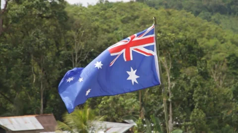 Australian Flag Waving Stock Footage 32283952