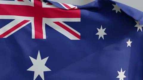 Australian Flag Waving Gently in the Wind Against a Soft Grey Background Vídeos de archivo 331109843
