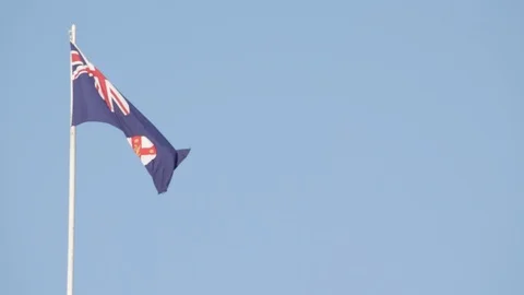 Australian flag waving in the wind 1 Stock Footage 106591340