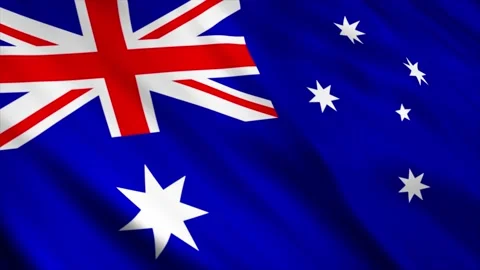 Australian flag waving in the wind Stock Footage 236392394