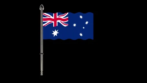 Australian flag waving in the wind. Stock Footage 340324416