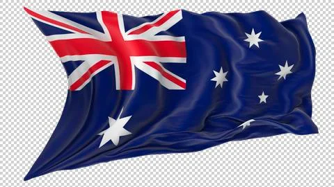 Australian Flag Waving in the Wind Stock Illustration