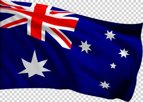 Australian Flag Waving in the Wind Stock Illustration