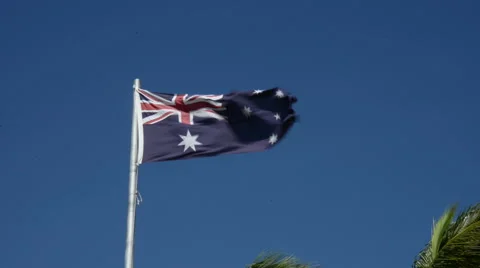 Australian flag in the wind Stock Footage 42993744