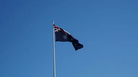 Australian Flag in the wind Stock Footage 115598298