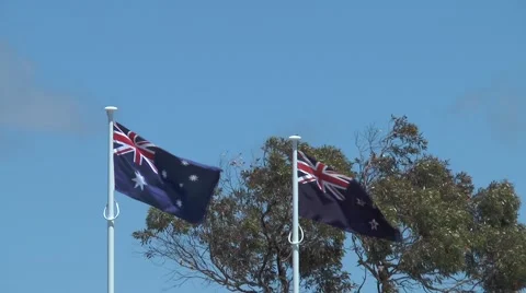 Australian flags, Adelaide, Memorial Stock Footage 50632142