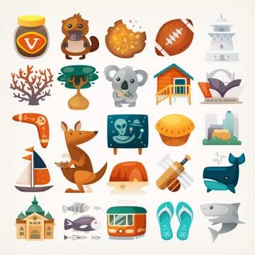 Australian icons Stock Illustration