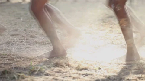 Australian Indigenous Dance in dust Stock Footage