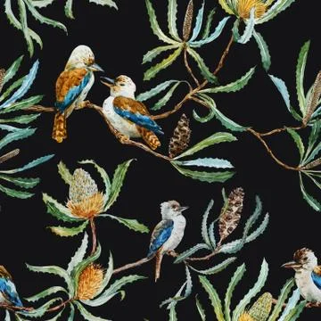 Australian kookaburra bird pattern イラスト素材