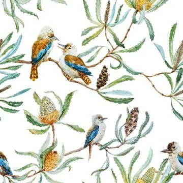 Australian kookaburra bird pattern イラスト素材