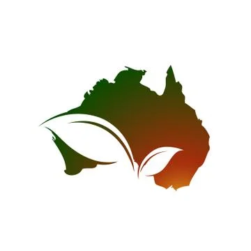 Australian Map and leaf for eco green australia logo design vector icon illus Ilustración de archivo