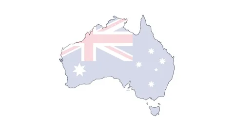 Australian map with Australian flag background, animated Australian map Stock Footage 258837005