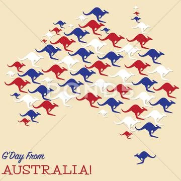 Australian map made from Kangaroos in vector format.: Graphic #47976089