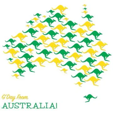 Australian map made from Kangaroos in vector format. 스톡 일러스트