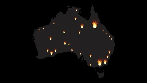 Australian Map Showing Locations Of Burn... | Stock Video | Pond5