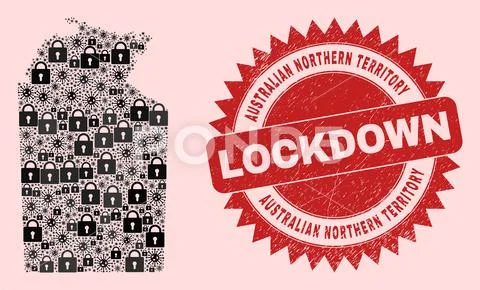 Australian Northern Territory Map Mosaic with Locks and Viruses and ...